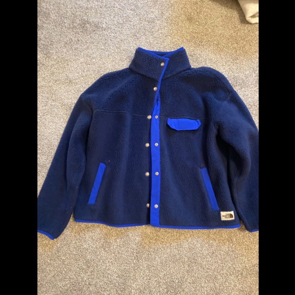 Blue Fleece Jacket with Button Closure